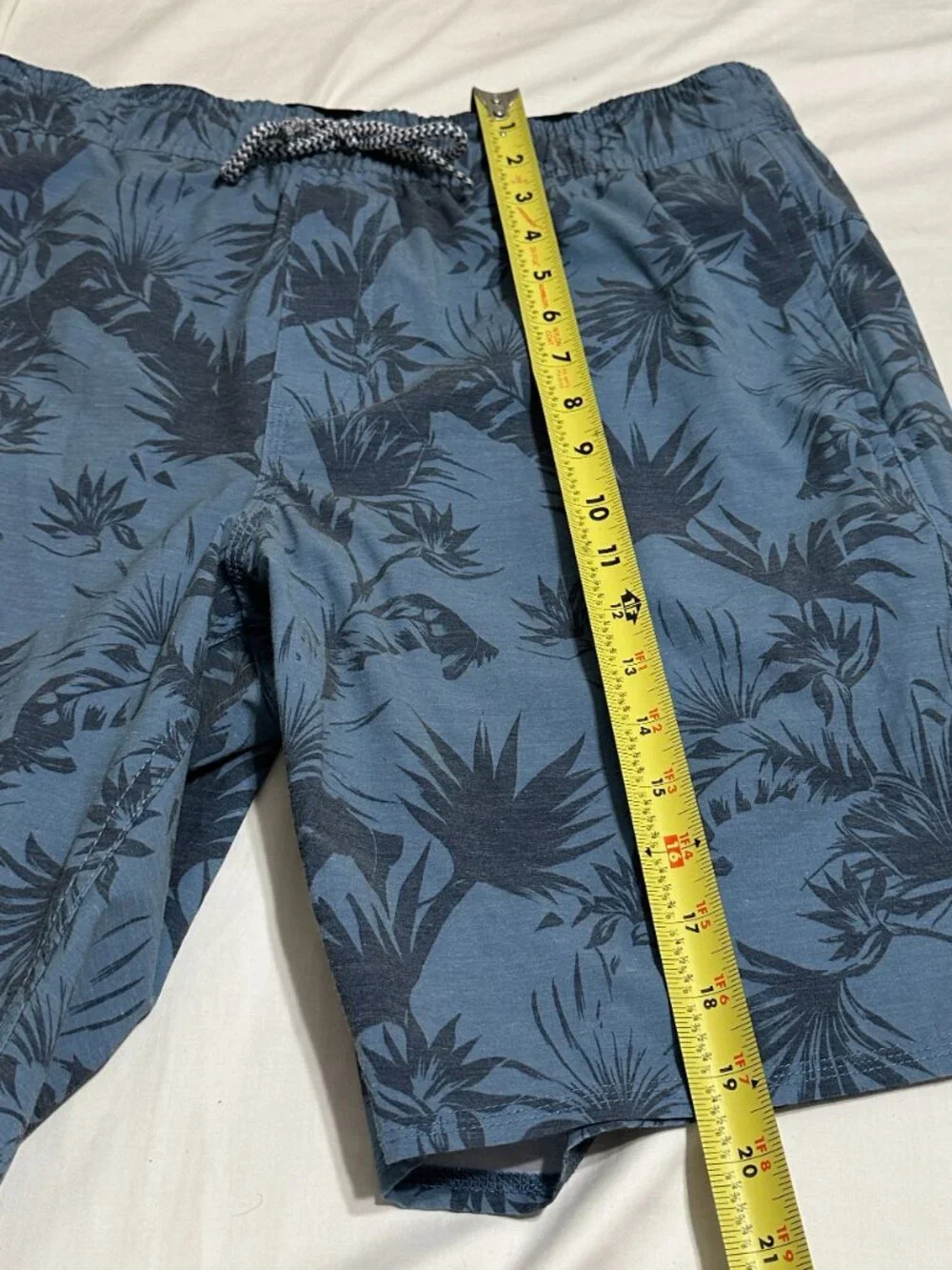 HANG TEN Mens Board Shorts Swim Trunks Tropical Palm Print Size XL Swimwear Blue